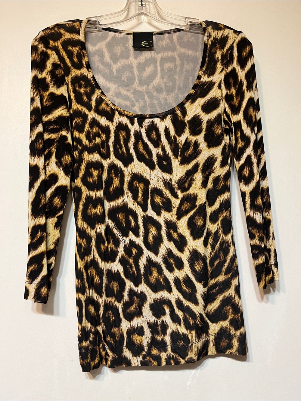 Just Cavalli Leopard Print Scoop Neck Women's knit Top leopard print S
